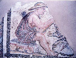 Angler auf dem Mosaik in Thessaloniki