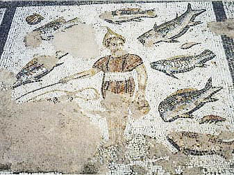 Angler auf dem Mosaik aus Kos