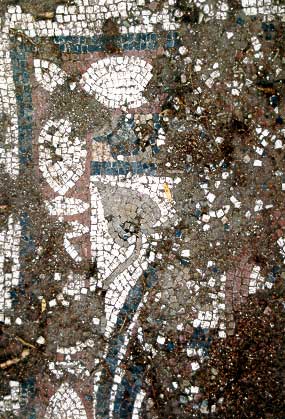 Polychromes Mosaik in den römischen Gästehäusern